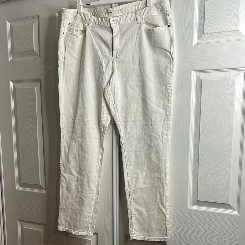 Michael Kors White Straight-Leg Pants 22W